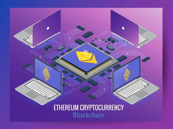 Küresel finansal ağ blockchain şifre para ethereum güvenli. Ethereum ağ. — Stok Vektör