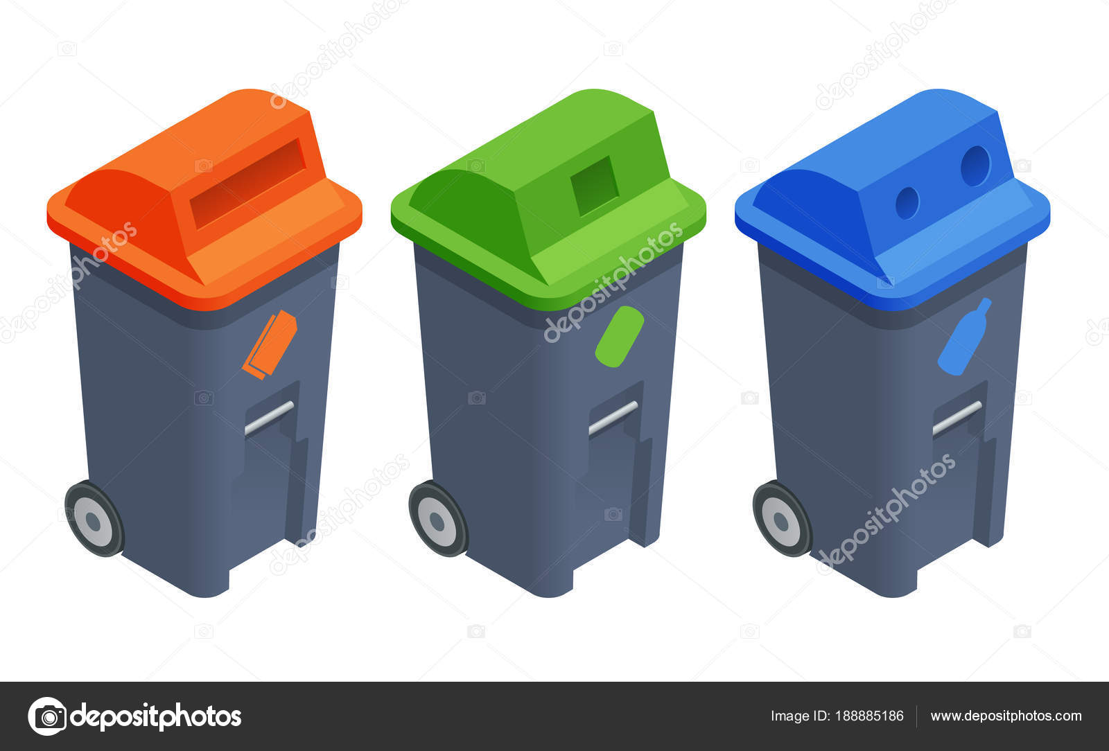 Abfall Recycling Symbol isometrisch Vektor. Müll können mit