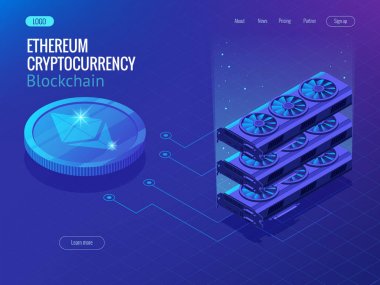 İzometrik güvenli küresel finansal ağ Blockchain şifre para Ethereum. Ethereum ağ