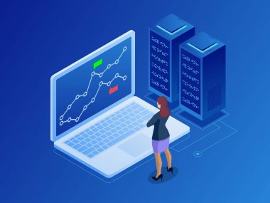 Stokları online trading izometrik iş kadınları. Stok komisyoncu birden çok bilgisayar ekranlarında grafikler, dizinler ve numaraları bakarak. Cryptocurrency ve Blockchain kavramı.