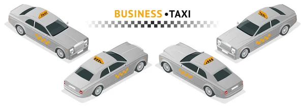 Isometric high quality city service transport icon set. Car taxi. VIP taxi service — Stock Vector