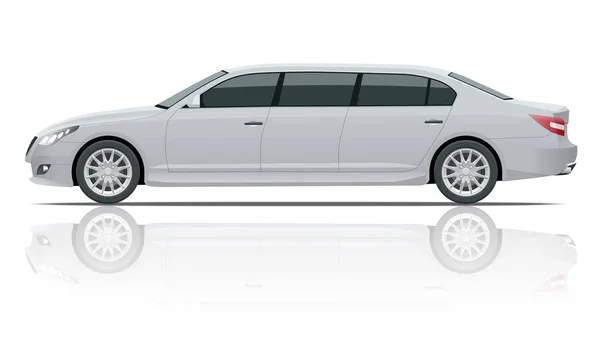 Witte limousines geïsoleerd op wit. Sjabloon limousine pictogram vector. Premie mensen transport. Viev kant. — Stockvector