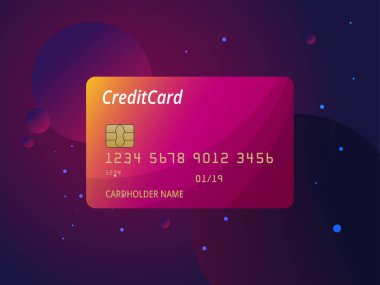 Kredi kartları tasarım şablonları. Vektör plastik kredi kartı veya bankamatik kartı