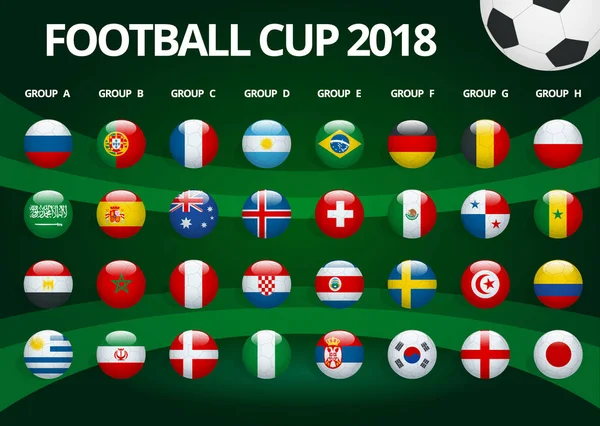 Football 2018, Europe Qualification, all Groups — Stock Vector