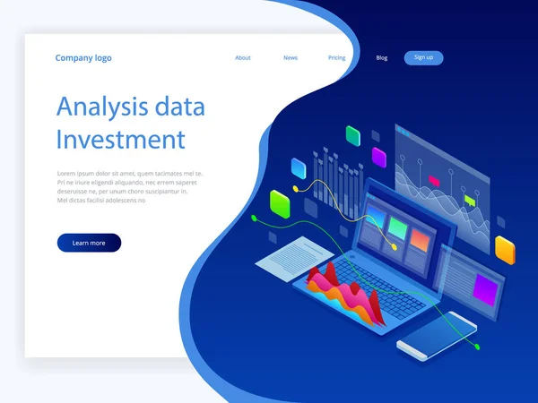 Datos de análisis isométrico e inversión. Montón de documentos con un sello oficial y lápices en un vaso. Un método para trabajar en la oficina. Concepto de burocracia. Ilustración de vector de estilo plano — Vector de stock