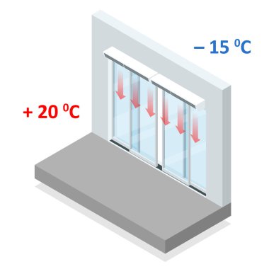 Havalandırma kapısı ya da hava perdesi gibi tuhaf bir kavram. Tipik bir ticari hava perdesi kaplaması. Resim beyaz arkaplanda izole edildi