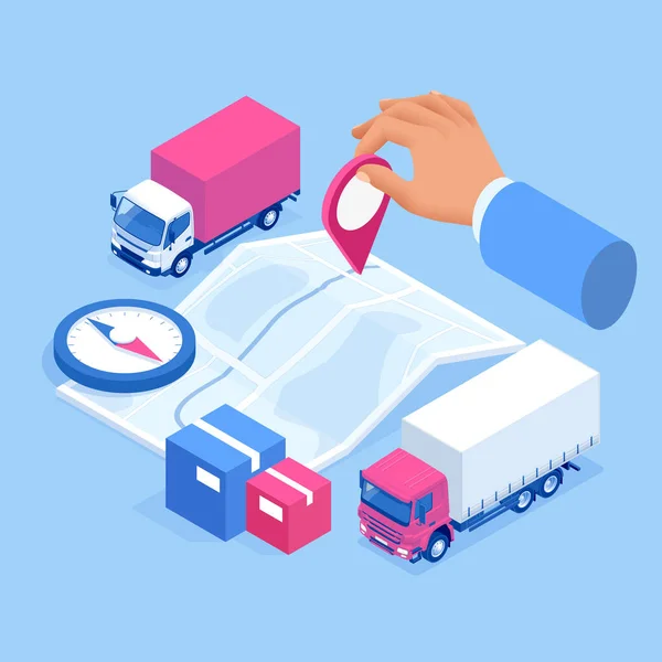 Isometric Logistics and Delivery Infographics. Delivery home and office. City logistics. — Stock Vector