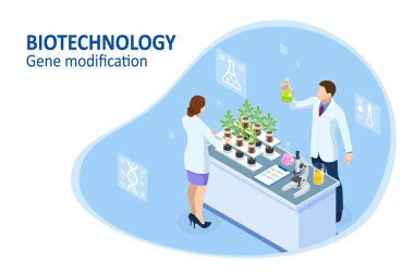 Yeni bitki yetiştirme ve tarım genetiği yöntemlerini araştıran özgün bir laboratuvar konsepti. Test tüplerinde büyüyen bitkiler..