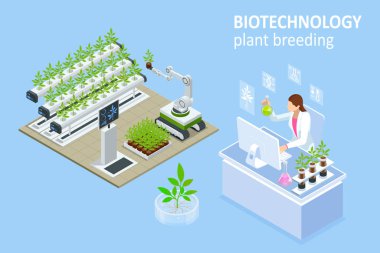 Yeni bitki yetiştirme ve tarım genetiği yöntemlerini araştıran özgün bir laboratuvar konsepti. Sebze hidrofonik sistemi, serada sağlıklı gıdalar için organik tarım.