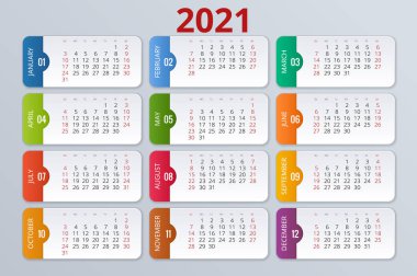 2021 Takvim, Fotoğraf, Logonuz ve Metinleriniz İçin Yer Yazdırma Şablonu. Hafta Pazar başlıyor. Portre Oryantasyonu. 12 aylık set. 2021 Yıllık Planlayıcı.