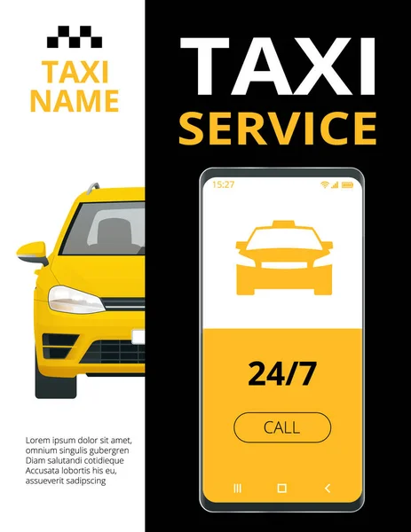 Шаблон оформления транспаранта такси. Онлайн мобильный заказ такси — стоковый вектор