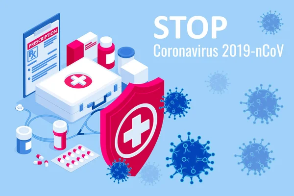 中国抗击考龙病毒的爆发。 Coronavirus 2019-nc0v Outbreak, Travel Alert concept 。 病毒攻击呼吸道，大流行的医疗健康风险 — 图库矢量图片
