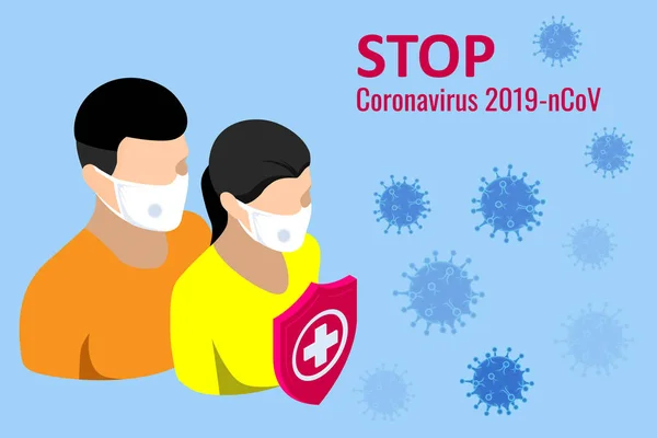 A China combate o surto de Coronavirus. Surto de Coronavirus 2019-nC0V, conceito de alerta de viagem. O vírus ataca o trato respiratório, risco de pandemia de saúde médica — Vetor de Stock