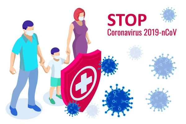 Cina memerangi wabah Coronavirus. Coronavirus 2019-nC0V Outbreak, konsep Travel Alert. Virus menyerang saluran pernapasan, pandemi risiko kesehatan medis - Stok Vektor