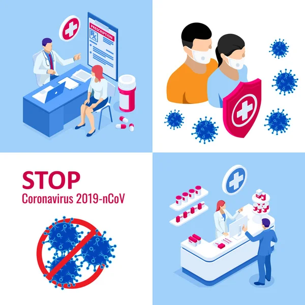 Kína megküzd a Coronavirus járvánnyal. Coronavirus 2019-nc0v járvány, utazási figyelmeztetés koncepció. A vírus megtámadja a légutakat, világméretű egészségügyi kockázatot jelent. — Stock Vector