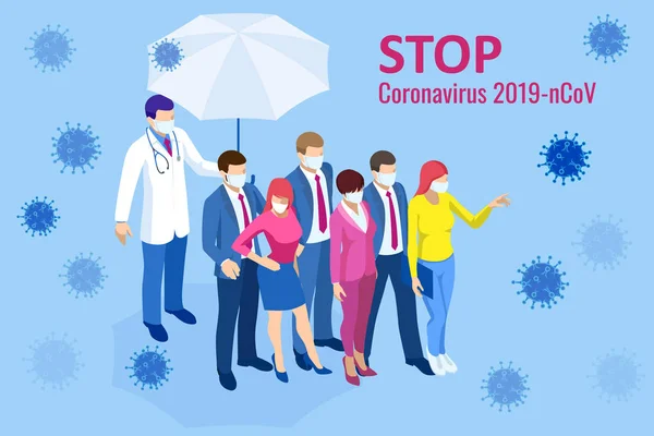 China bestrijdt Coronavirus uitbraak. Coronavirus 2019-nc0v Uitbraak, Travel Alert concept. Het virus valt de luchtwegen aan, pandemische medische gezondheidsrisico 's — Stockvector