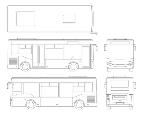 Пасажири окреслюють City Bus для брендингу ідентичності та дизайну реклами на транспорті. Bank City Bus side view, front, rear and above. Міський автобус, ізольований на білому тлі.. — стоковий вектор