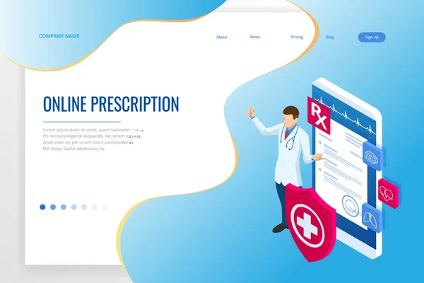 온라인 의료 컨설턴트로 일하고 있어요. 건강 관리의 개념. 건강 보험 , Online Prescription. 온라인 진단 개념에 등장하는 인물들. — 스톡 벡터