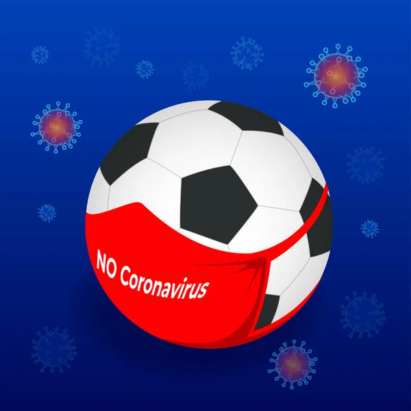 Larangan untuk mengadakan pertandingan sepak bola sehubungan dengan virus. Penyakit Coronavirus COVID-19 infeksi medis. Penyebaran Coronavirus 2019-nC0V, konsep Peringatan Perjalanan . - Stok Vektor