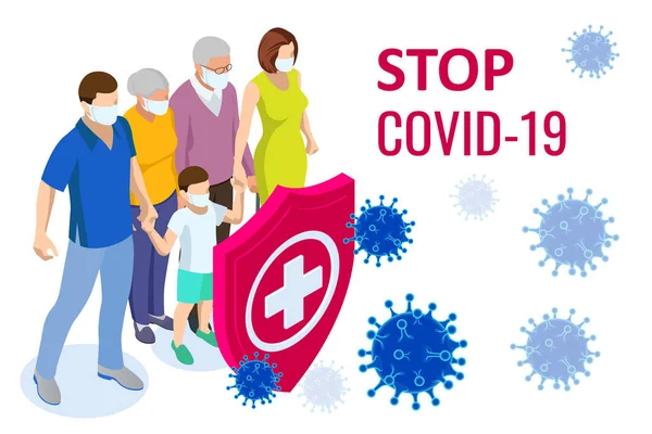 Coronavírus chinês pandêmico COVID-19. Surto de coronavírus, coronavírus influenza como casos de estirpe de gripe perigosa como um risco de pandemia de saúde médica, ataques de vírus do trato respiratório —  Vetores de Stock