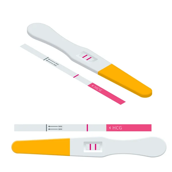 Teste Isométrico de Gravidez Positiva e Negativa. Conceito de fertilidade, gravidez e maternidade — Vetor de Stock