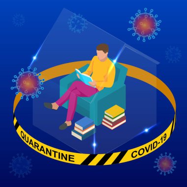 Coronavirus Covid-19, salgının yayılmasını yavaşlatmak ve virüsün yayılmasını önlemek için kendini karantinada tutuyor. Gezegeni koronavirüsten kurtar.