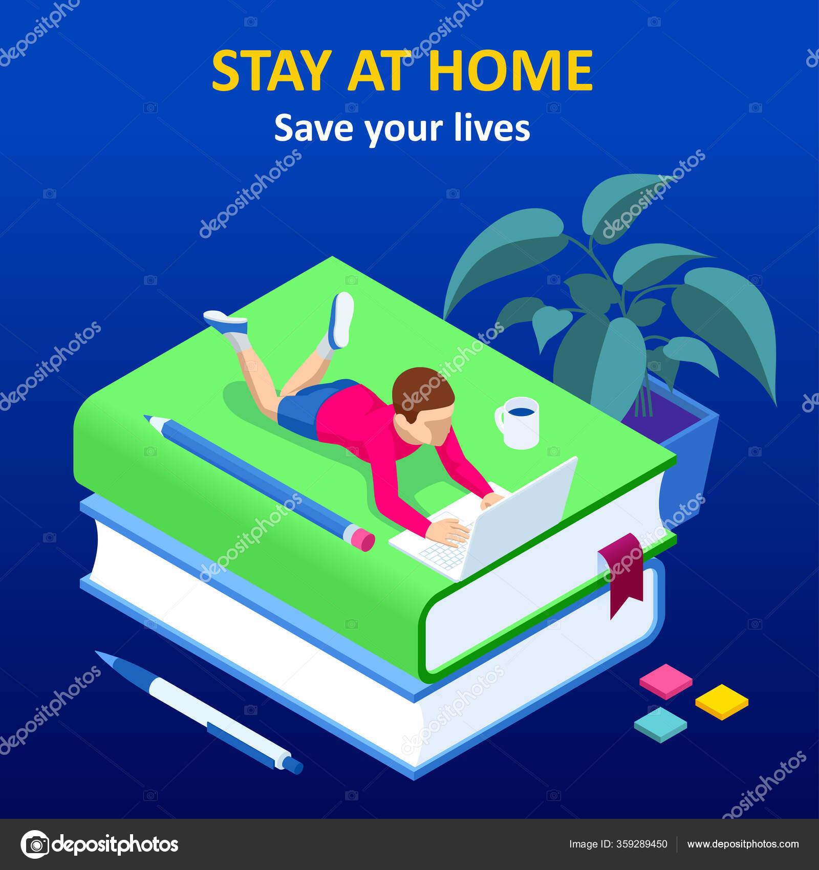 Isometric Concept For Digital Reading E Classroom Textbook