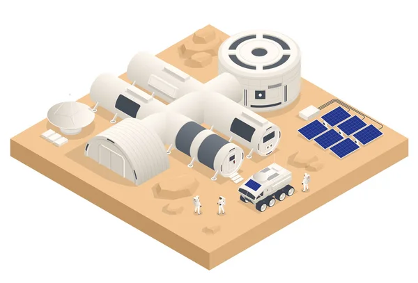 Ισομετρική αποικιοποίηση του Άρη, Βιολογική γεωδιαμόρφωση, Παρατραξιοποίηση, Προσαρμογή των ανθρώπων στον Άρη. Αστροναύτες, διαστημική τεχνολογία. Κέντρο Επικοινωνίας με Οικιστικά Διαμερίσματα, Βασική Υποδομή — Διανυσματικό Αρχείο