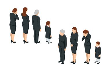 Isome 'lı kadınlar ve siyah elbiseli bir çocuk. Gre, keder, sevdiklerinin kaybı, cenaze.