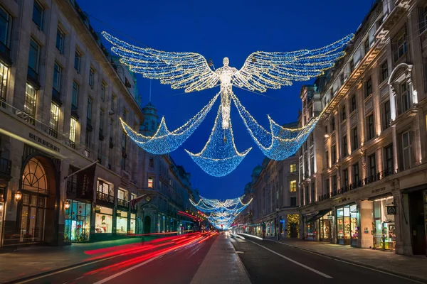 Luzes de Natal em Regent Street, Londres Reino Unido — Fotografia de Stock