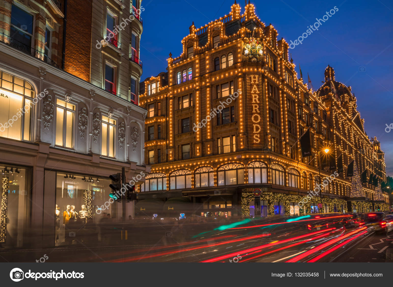 View Of Harrods With Christmas Decorations Stock Editorial Photo
