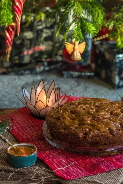 Karamell-Apfelkuchen — Stockfoto