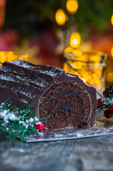 Ciocolata Yule log — Fotografie, imagine de stoc