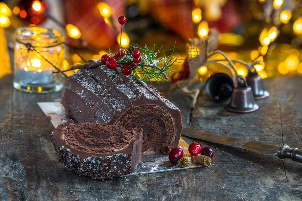 Chocolate Yule Log — Stock Photo, Image