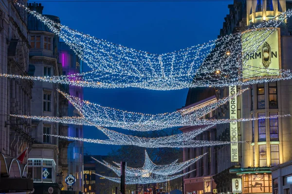 Londres Novembro 2019 Luzes Natal Coventry Street Londres Atraem Milhares — Fotografia de Stock