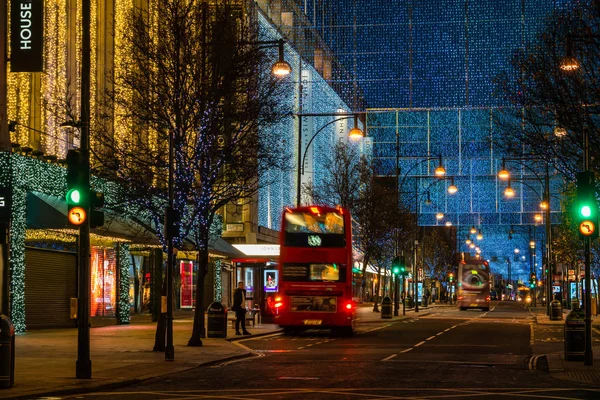 London Decebmer 2019 Karácsonyi Fények Londoni Oxford Street Energiahatékony Led — Stock Fotó