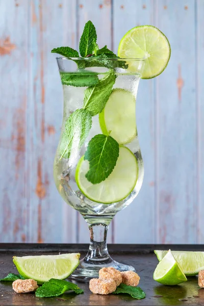 Erfrischender Mojito Cocktail Mit Minze Und Limette — Stockfoto