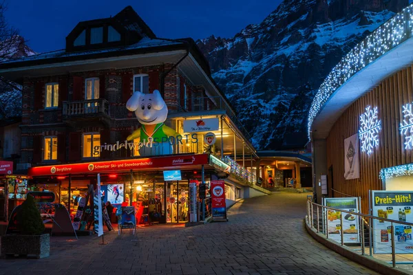 Grindelwald Sviçre Ocak 2020 Alacakaranlıkta Grindelwald Manzarası Köy Jungfrau Bölgesi — Stok fotoğraf