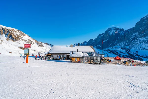Grindelwald First Switzerland January 2020 People Enjoy Winter Sports First — Stok fotoğraf