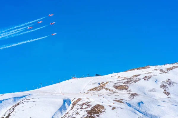 Kleine Scheidegg Switzerland January 2020 Patrouille Suisse Air Show Training — 图库照片
