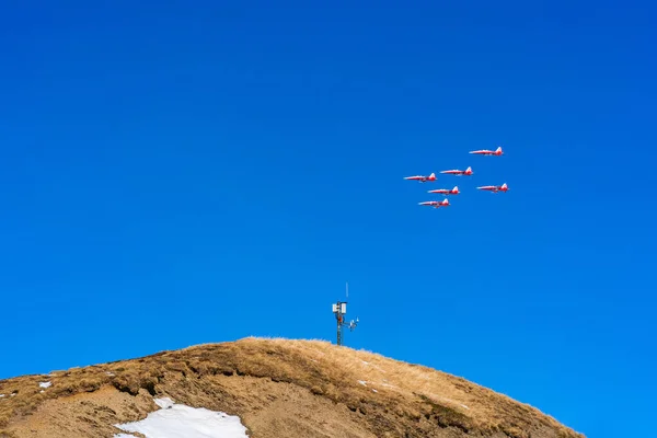 Kleine Scheidegg Switzerland January 2020 Patrouille Suisse Swiss Airbus A321 — Stock fotografie