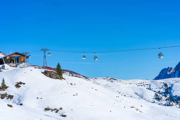 Grindelwald First Switzerland January 2020 Skiers Ski Gondolas Top First — Stockfoto