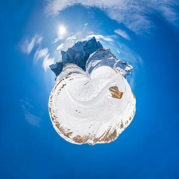 360 Gradi Ampia Vista Parnoramica Delle Alpi Svizzere Innevate Dalla — Foto Stock