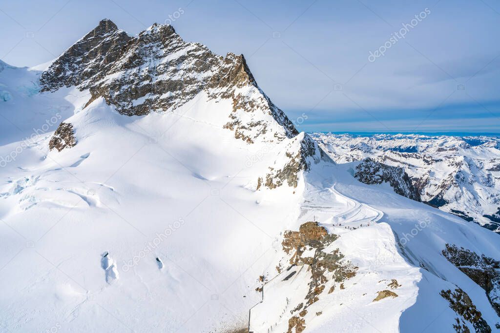View of Jungfrau peak from Jungfraujoch (Top of Europe), Grindelwald, Switzerland