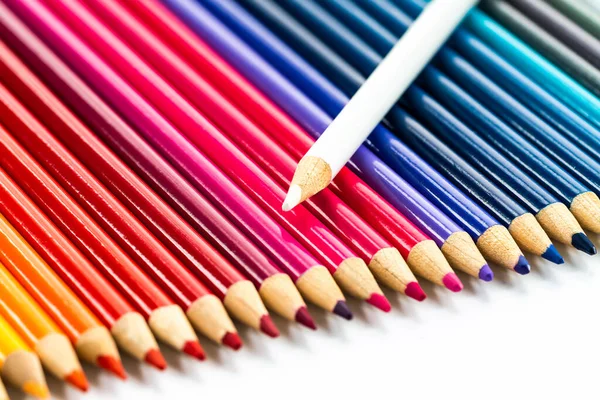 Colorful Pencils White Background Closeup Selective Focus Royalty Free Stock Images