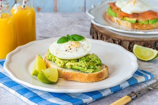 Poached egg and avocado open sandwich