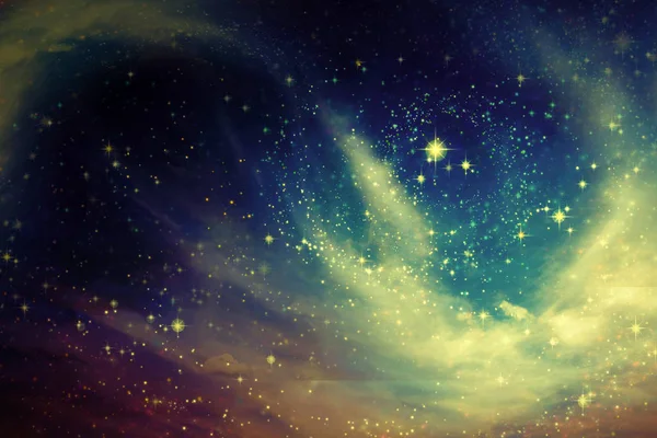 Espacio del cielo nocturno con nubes y estrellas. — Foto de Stock