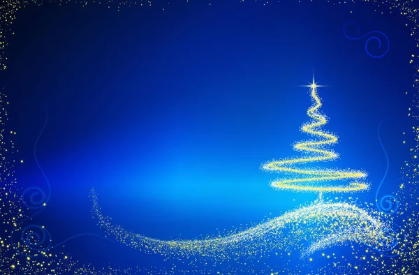 Χριστουγεννιάτικο δέντρο που απομονώνονται σε μπλε φόντο. — Φωτογραφία Αρχείου