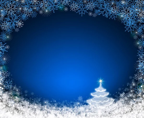 Christmas tree isolated on blue background. — Stock Photo, Image