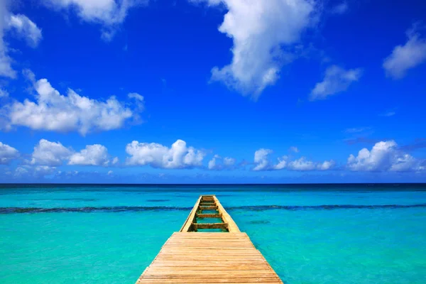 Vista panoramica di un molo di legno sul mare dei caraibi . — Foto Stock